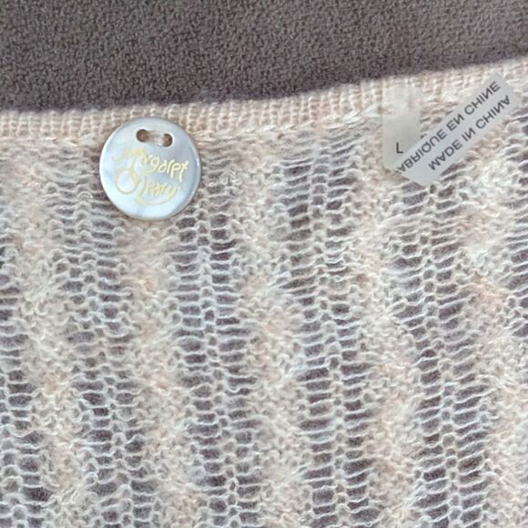 Margaret O' Leary Cashmere Spun Silk Sweater Women's L Relaxed Fit Cream/Ivory - Picture 7 of 8